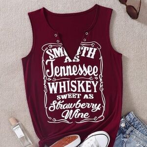 Women's Burgundy Graphic Tank Top